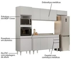 Armário de Cozinha Modulada 4 Peças CP12 Balcão com Pia Inox Branco -