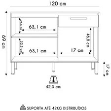 Balcão de Cozinha com Tampo 120cm Louis K02 Freijó/Gris - Mpozenato