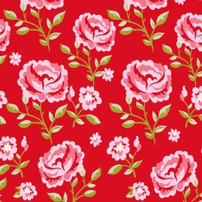 Papel de parede adesivo floral vermelho
