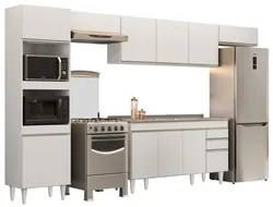 Armário de Cozinha Modulada 5 Peças CP15 Balcão com Pia Inox Branco -