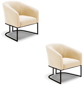 Poltrona Decorativa Industrial Preto Kit 2 Stella Suede D03 - D'Rossi - Bege