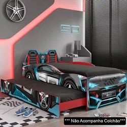 Bicama Infantil Carro Brilha no Escuro 100%MDF Twister P13 Vermelho -