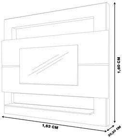 Painel Suspenso Forlán 1,60 cm para TV de até 60'' Preto Fosco G37 - Gran Belo