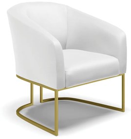 Poltrona Decorativa Industrial Dourada Stella Sintético D03 - D'Rossi - Branco