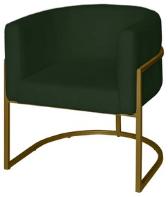 Poltrona Base Industrial Dourado Sala de Estar Lety Veludo S05 - D'Rossi - Verde