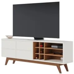 Rack para Sala Bancada de TV 70 Pol. 180cm Norena C05 Off White Matte/