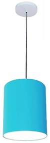 Luminária Pendente Vivare Free Lux Md-4102 Cúpula em Tecido - Azul-Turquesa - Canopla branca e fio transparente