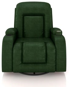 Poltrona do Papai Reclinável Giratória e Balanço Sala de Cinema Crihs Manual Glider PU Verde G23 - Gran Belo