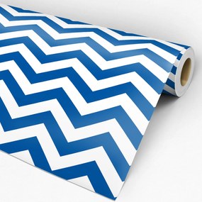 Papel de parede adesivo Chevron azul e branco