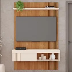 Painel para TV 45 Pol com Bancada Suspensa 120cm Jade Freijó/Off White