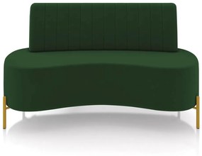 Sofá 2 Lugares Living 160cm Pé Ferro Dourado Maraú Veludo K01 - D'Rossi - Verde