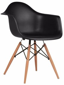 Cadeira Melbourne Eiffel Charles Eames Base Madeira - Preta - D'Rossi