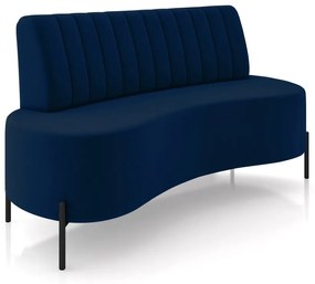 Sofá Living Decorativo 2 Lugares 1,60M Katara Pés de Ferro Veludo Azul G33 - Gran Belo