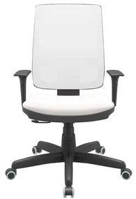 Cadeira Office Brizza Tela Branca Assento Vinil Branco RelaxPlax Base Standard 120cm - 63890 Sun House