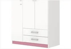 Guarda Roupa Açaí 3 Portas de Abrir Branco/Rosa Chá - Henn