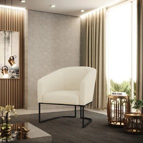 Poltrona Decorativa Industrial Preto Kit 2 Stella Cotelê Ext/Veludo D03 - D'Rossi - Off White