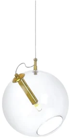 Pendente Globo Inclinado Ø30X32Cm Metal E Globo Ø30Cm 01Xg9 |Old Artis... (GRAFITE / CROMADO, AMBAR)