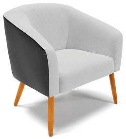 Poltrona Decorativa Pé Palito Castanho Stella Preto/Linho Cinza D03 - D'Rossi