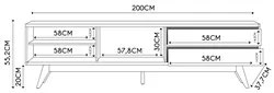 Rack para Sala Bancada de TV 75 Pol 200cm Itália C05 Freijó/Off White