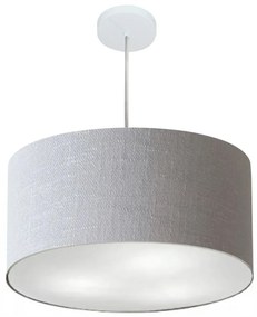 Lustre Pendente Cilíndrico Md-4245 Cúpula em Tecido 50x30cm Rustico Cinza - Bivolt
