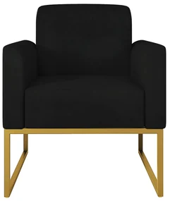 Poltrona Decorativa Isabella Base Industrial Suede Preto/Dourado G19 - Gran Belo