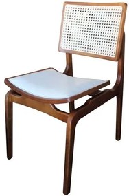 Cadeira Vênus Tela Sextavada Assento Branco com Estrutura cor Nogueira - 53155 Sun House