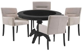 Mesa de Jogos Carteado Montreal Redonda Tampo Reversível Preto com 4 Cadeiras Vicenza Nude G36 G15 - Gran Belo