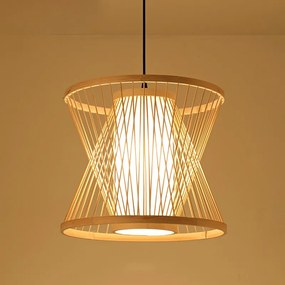 Luminária Pendente Estilo chinês artesanal led de bambu lustre cozinha quarto hotel jardim decoração pingente lâmpadas - Type K-40CM - Canopy-White