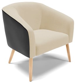 Poltrona Decorativa Pé Palito Natural Stella Preto/Linho Areia D03 - D'Rossi