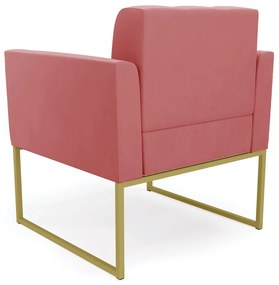 Poltrona Elisa Suede Base Metálica Industrial Dourado - D'Rossi - Rose