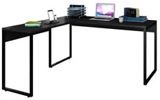 Mesa de Escritório em L 150x150 Studio Industrial M18 Preto - Mpozenat