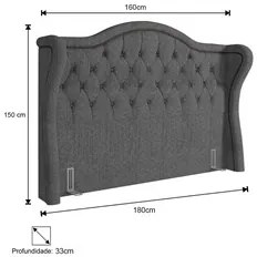 Cabeceira Cama Box Casal Queen 160cm Antibes P02 Linho Cinza - Mpozena