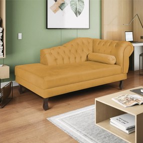 Recamier Diana 185cm Lado Esquerdo Suede Mostarda - ADJ Decor