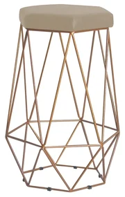 Banqueta Decorativa Rubel Base Gold Veludo Bege G41 - Gran Belo