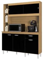 Armário de Cozinha Compacta 140cm Parisi P11 Damasco/Preto - Mpozenato