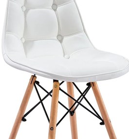 Cadeira para Sala de Jantar Eiffel Eames Botonê Branco Base Madeira - D'Rossi