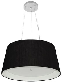 Lustre Pendente Cone Md-4144 Cúpula em Tecido 25x50x40cm Preto / Branco - Bivolt