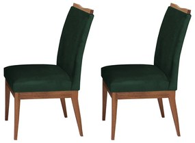 Conjunto 2 Cadeiras Decorativa Leticia Aveludado Verde