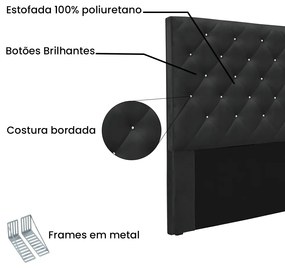 Cabeceira Cama Box Solteiro 90 cm Tania Veludo S04 - D'Rossi - Preto