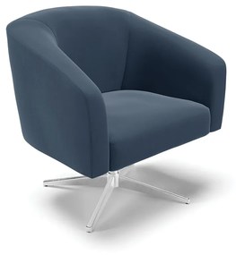Poltrona Decorativa Giratória Cromada Stella Suede D03 - D'Rossi - Azul Marinho