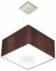 Lustre Pendente Quadrado Md-4197 Cúpula em Tecido 25/45x45cm Café - Bivolt