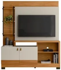 Estante Painel Para TV 50 Pol 160cm Pilar L06 Nature/Off White - Mpoze