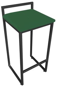 Banqueta Alta Industrial Pietra Suede Base Preto D'Rossi - Verde