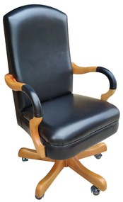 Cadeira Giratória Luxo Couro Natural Ajuste de Altura e Relax Design Clássico