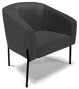 Poltrona Decorativa Pé de Ferro Preto Stella Sintético D03 - D'Rossi - Preto