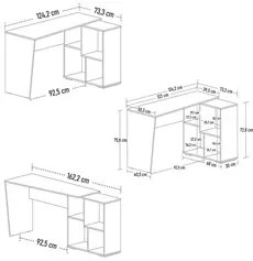 Mesa Escrivaninha 2 em 1 com Nichos Arbo A06 Ipê/Branco - Mpozenato