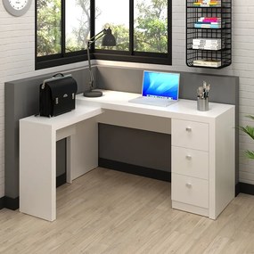 Mesa para Escritório Home Office ME4101 MDP Branco G69 - Gran Belo