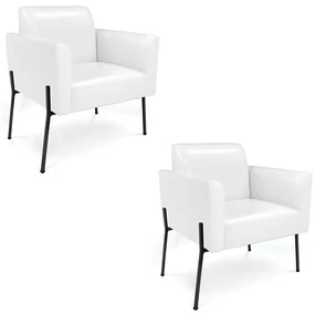 Poltrona Pé de Ferro Preto Kit 2 para Sala Marisa Corano D03 - D'Rossi - Branco