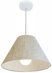 Lustre Pendente Cone Md-4078 Cúpula em Tecido 25/40x15cm Rustico Bege - Bivolt