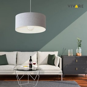 Lustre Pendente Cilíndrico Vivare Md-4206 Cúpula em Tecido 50x25cm - Bivolt